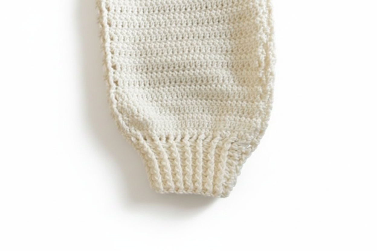 Sweater cuff detail on white background