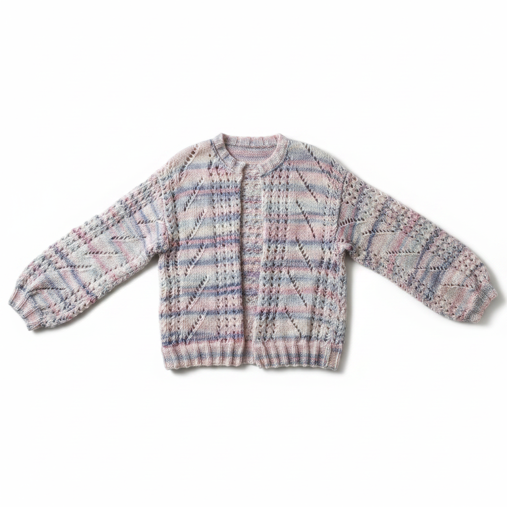 Handmade Lace Knit Sweater on White Background